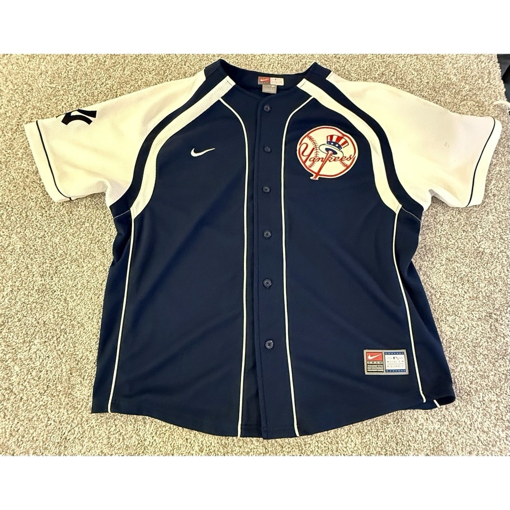 Nike New York Yankees Baseball Jersey Blue With White Sleeves Size Medium M